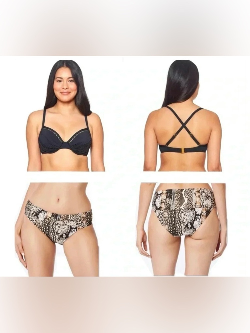 Bleu Rod Beattie Underwired Bikini Top Size 36D and Hipster Sarong Bottom Sz 10